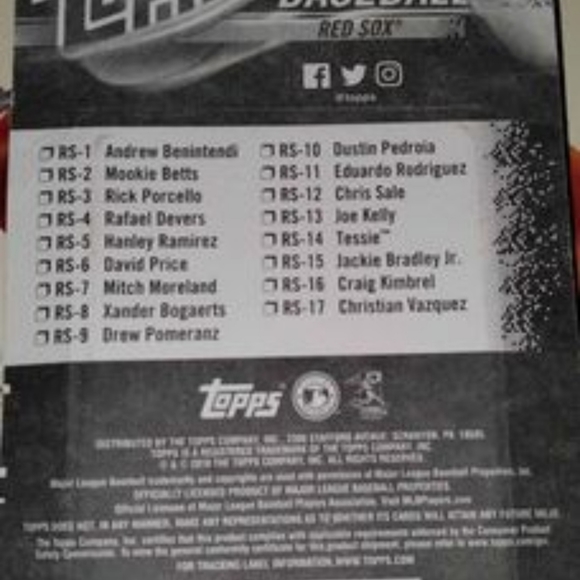 Limited Edition Rare! 2018 Topps Red Sox Team Set (17 cards) - Picture 5 of 10